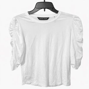 Veronica Beard White Puff Sleeve Pima Cotton Tee Top Size Small